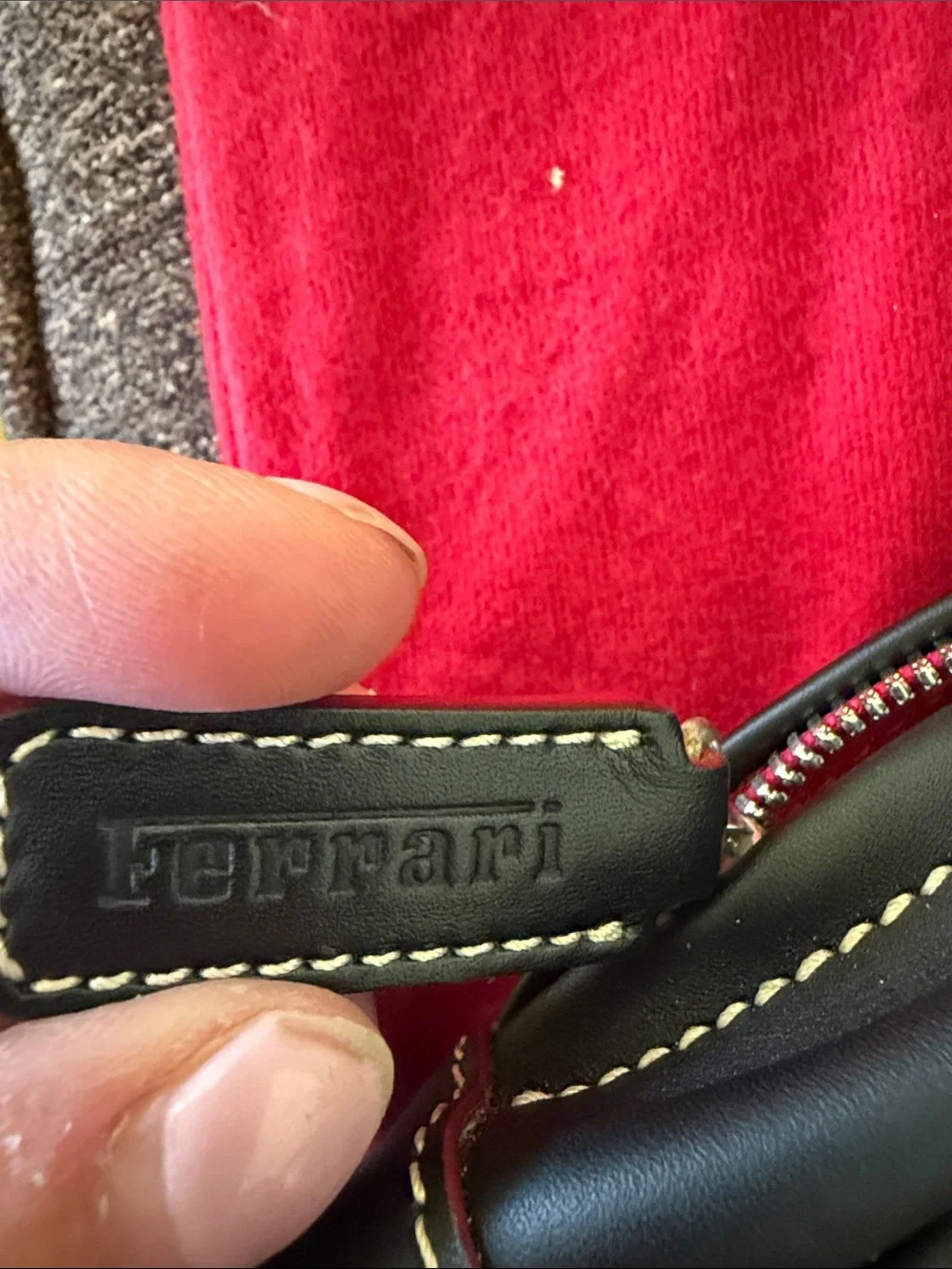 Ferrari Black Duffel with Red Trim and Yellow Emblem